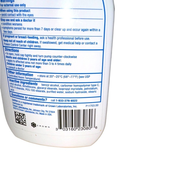 Sensitive Sarna Steroid & Fragrance Free Analgesic Lotion Itch Relief 7.5 Oz - Picture 3 of 3